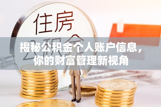 凤山揭秘公积金个人账户信息，你的财富管理新视角